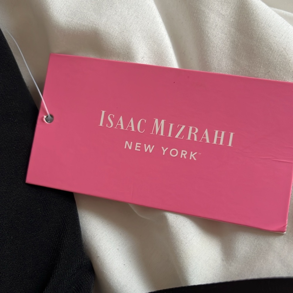 NWT Y2K Isaac Mizrahi Black Spaghetti Strap Dress With Grosgrain Ribbon Belt - Picture 6 of 12